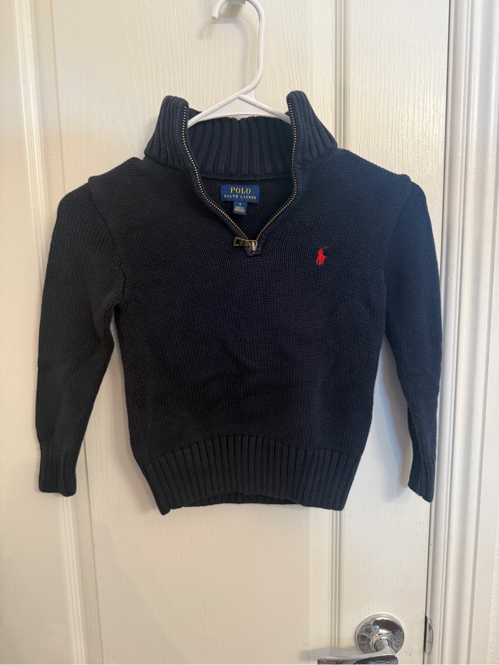 Polo by Ralph Lauren Navy Half-Zip Sweater with Red Pony Logo